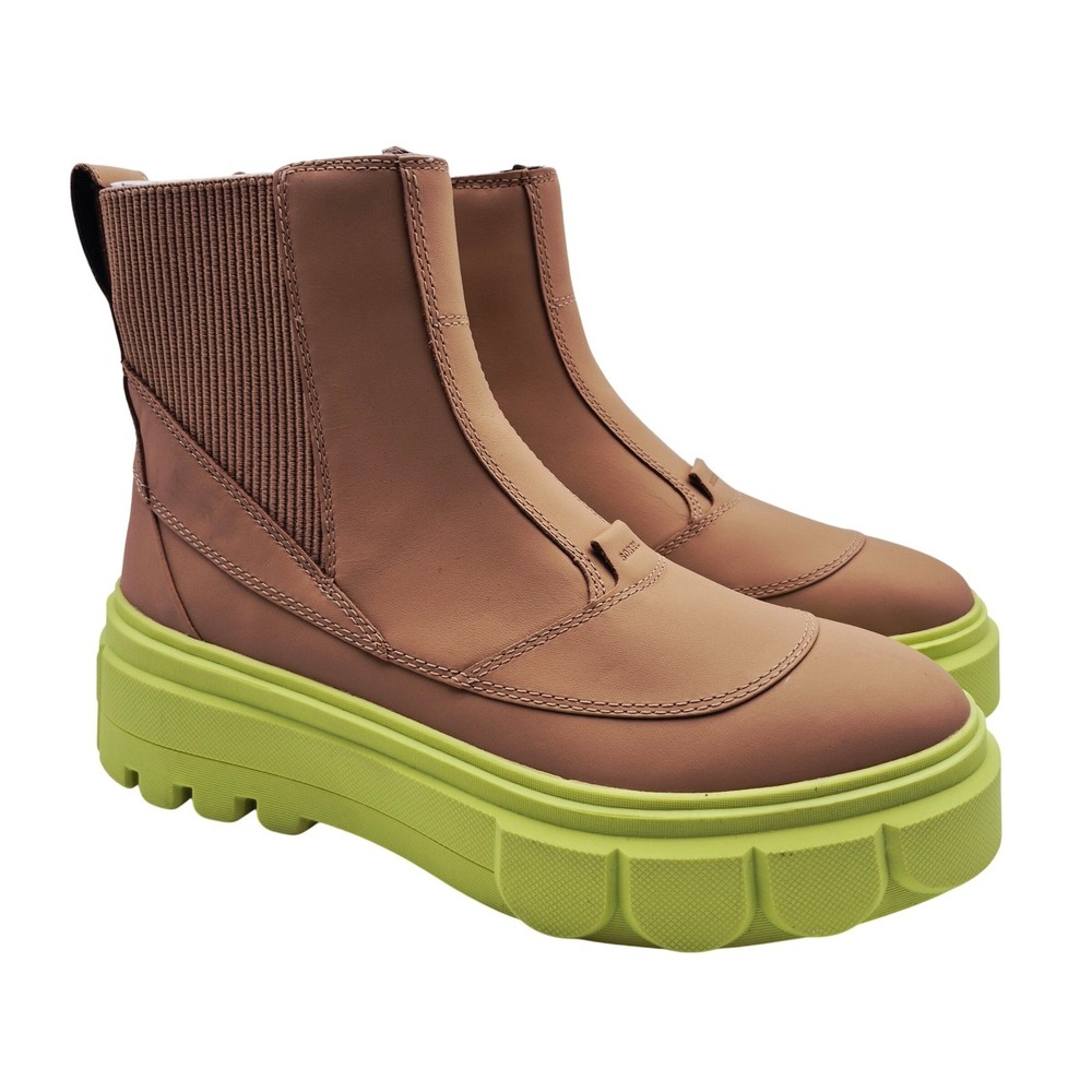 Sorel Caribou X Waterproof Platform Boots Chelsea Women's Size 10 Tan Lime Green - Picture 16 of 16